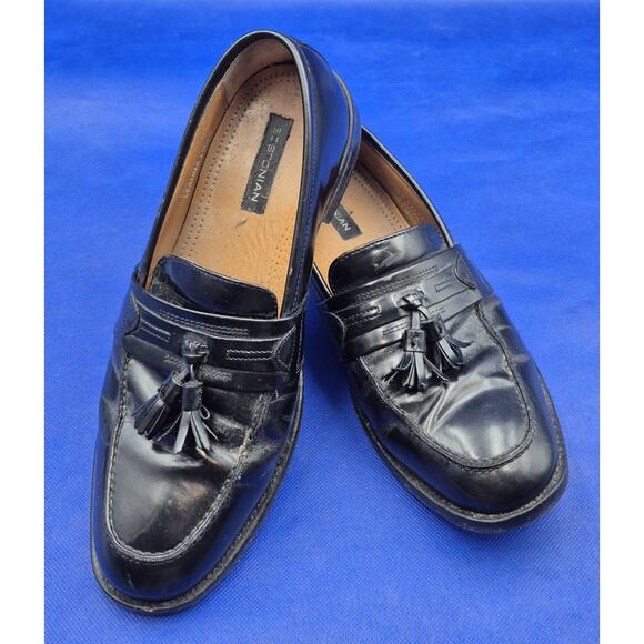 BOSTONIAN Florentine Black Leather Tassel Loafers Men Size 8.5 Made in India - Picture 14 of 14